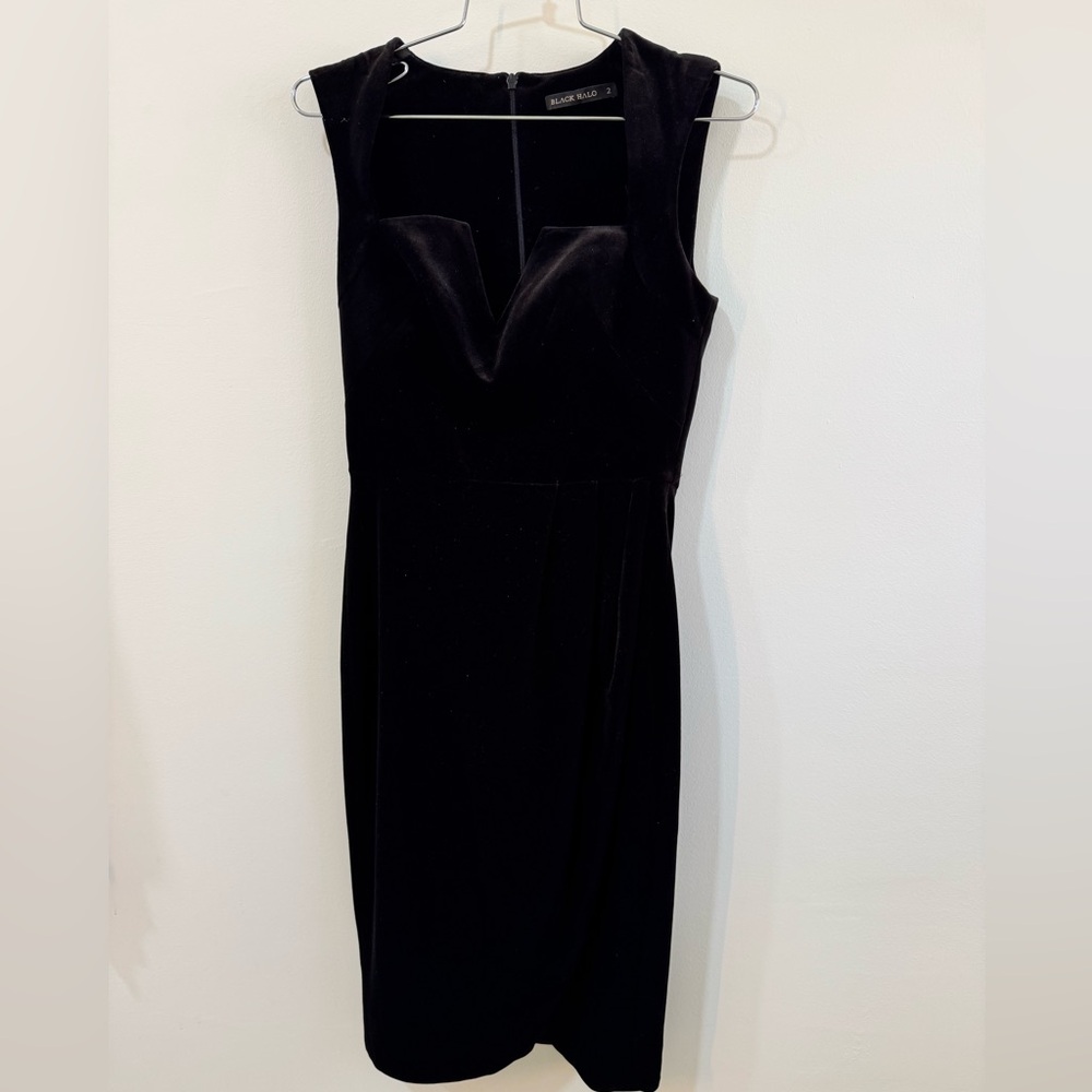 Black Halo black velvet sleeveless dress